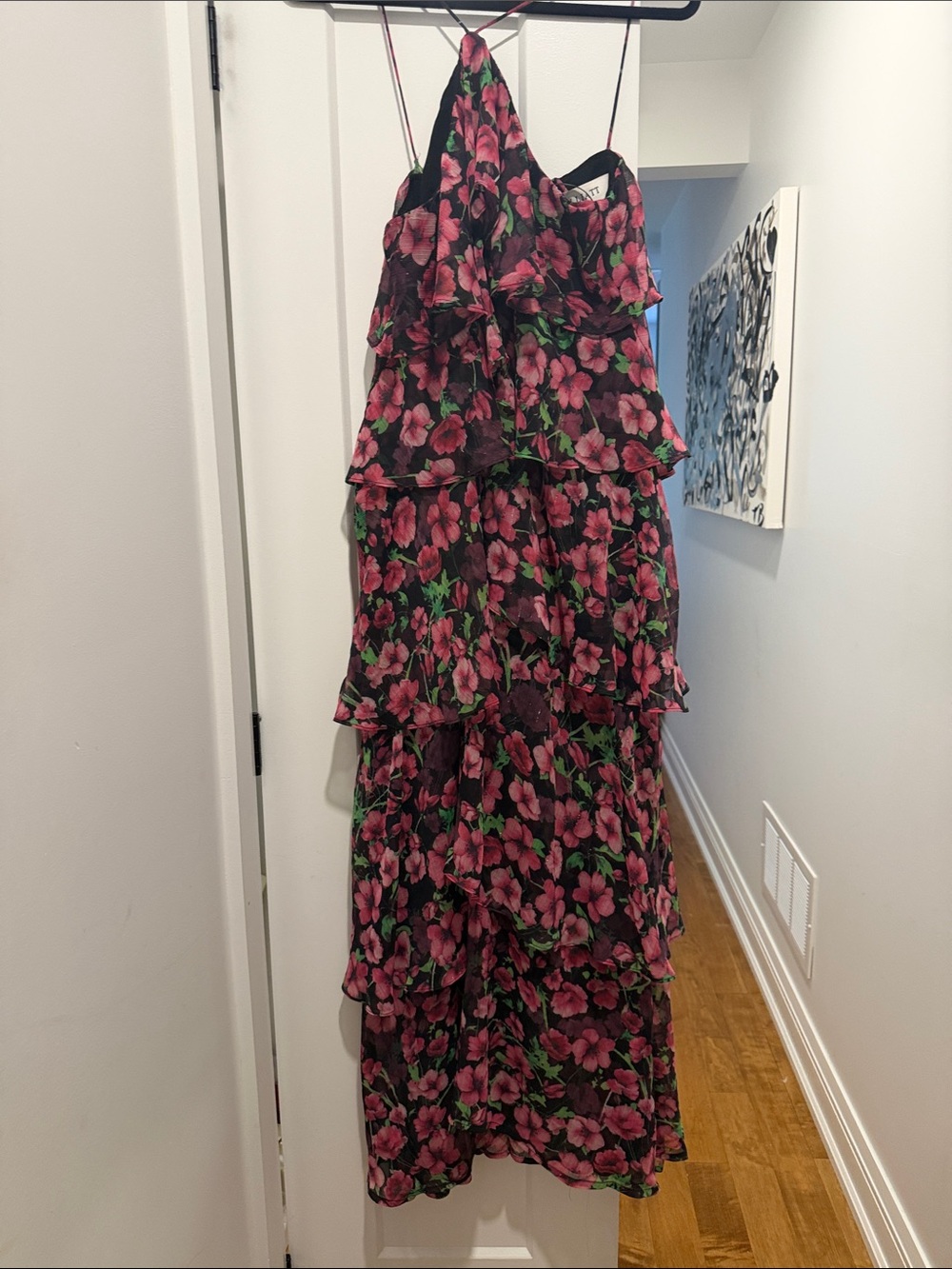 Elliatt Pink Floral Tiered Maxi Dress